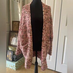 Umgee | Pink Nubby Knit Long Sleeve Open Front Cardigan. Size XL